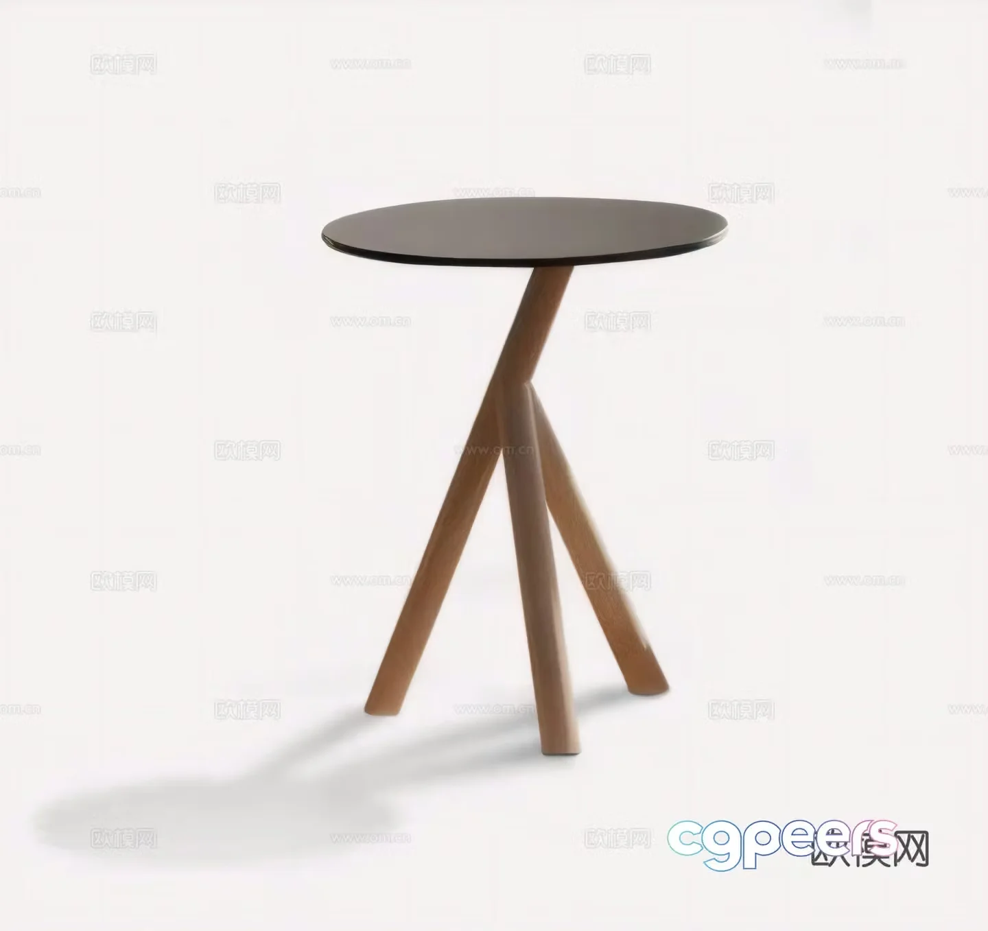 Ruda Modern Wasabi Coffee Table Round Teak Table Teak Wood Gray Table Side Table 3D Model