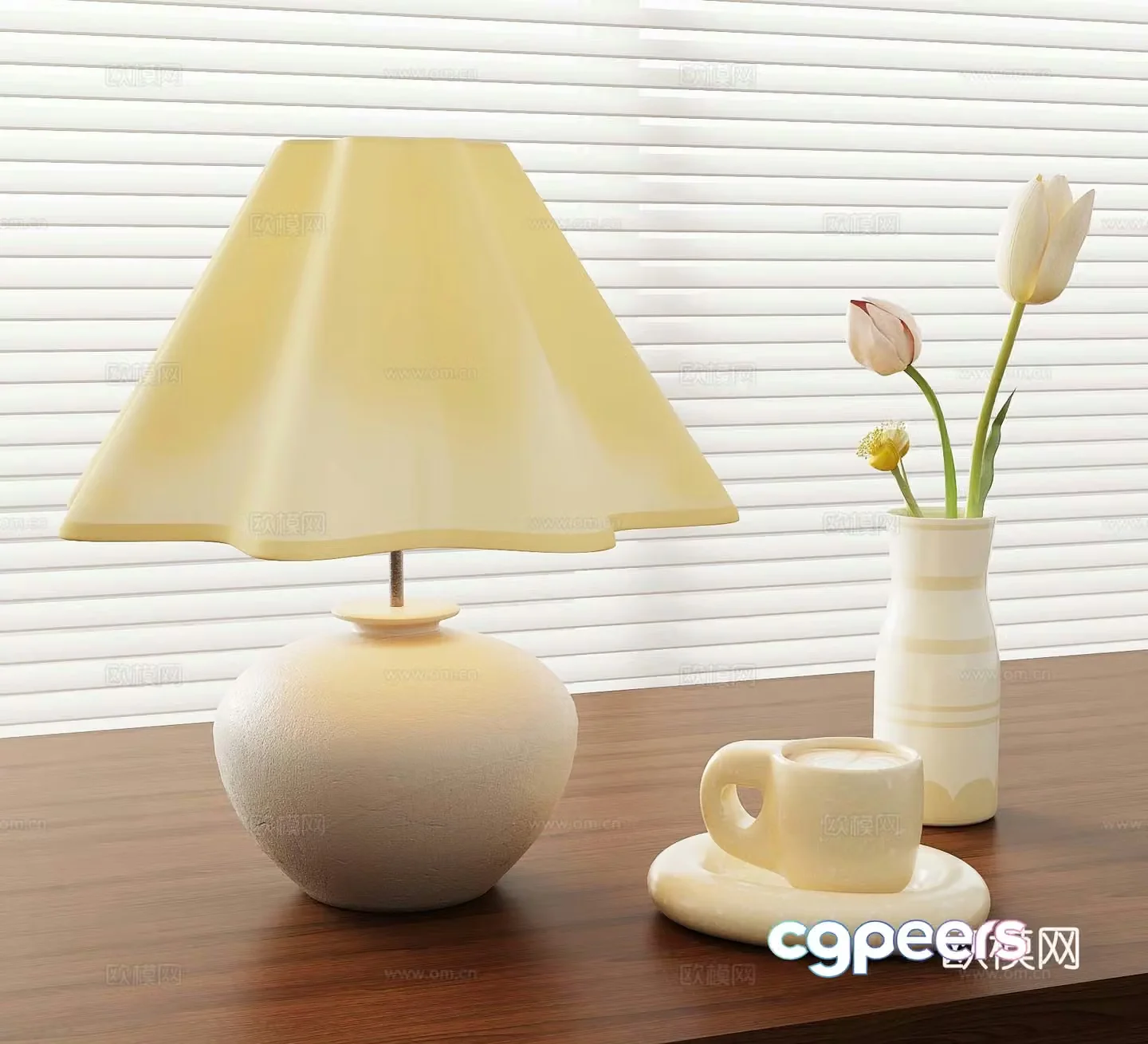 Modern Cream Temperature Lamp Vase Coffee Cup 3D Model