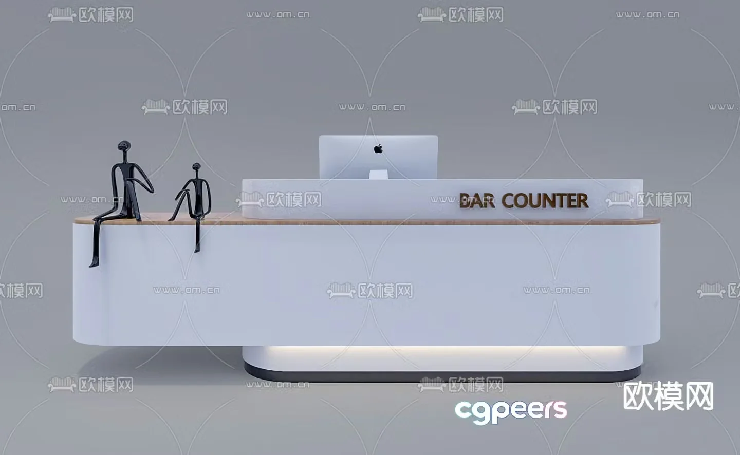 Office reception desk information desk 3d model