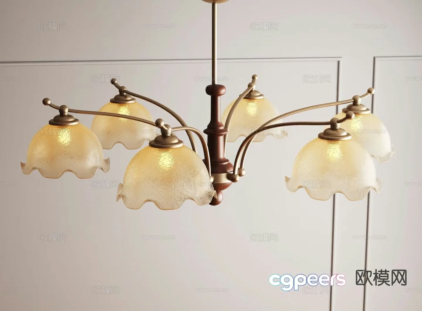 American retro chandelier multi-head chandelier 3D model