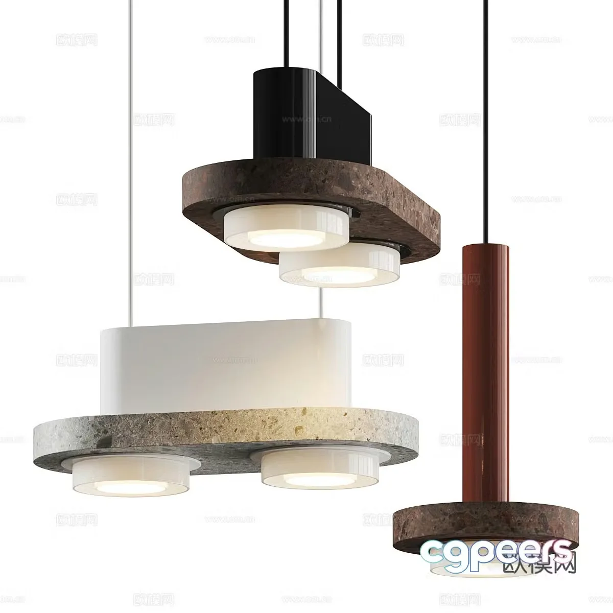 Chandelier combination Creamy chandelier Bar chandelier Bedside chandelier Restaurant chandelier Stone chandelier 3D model