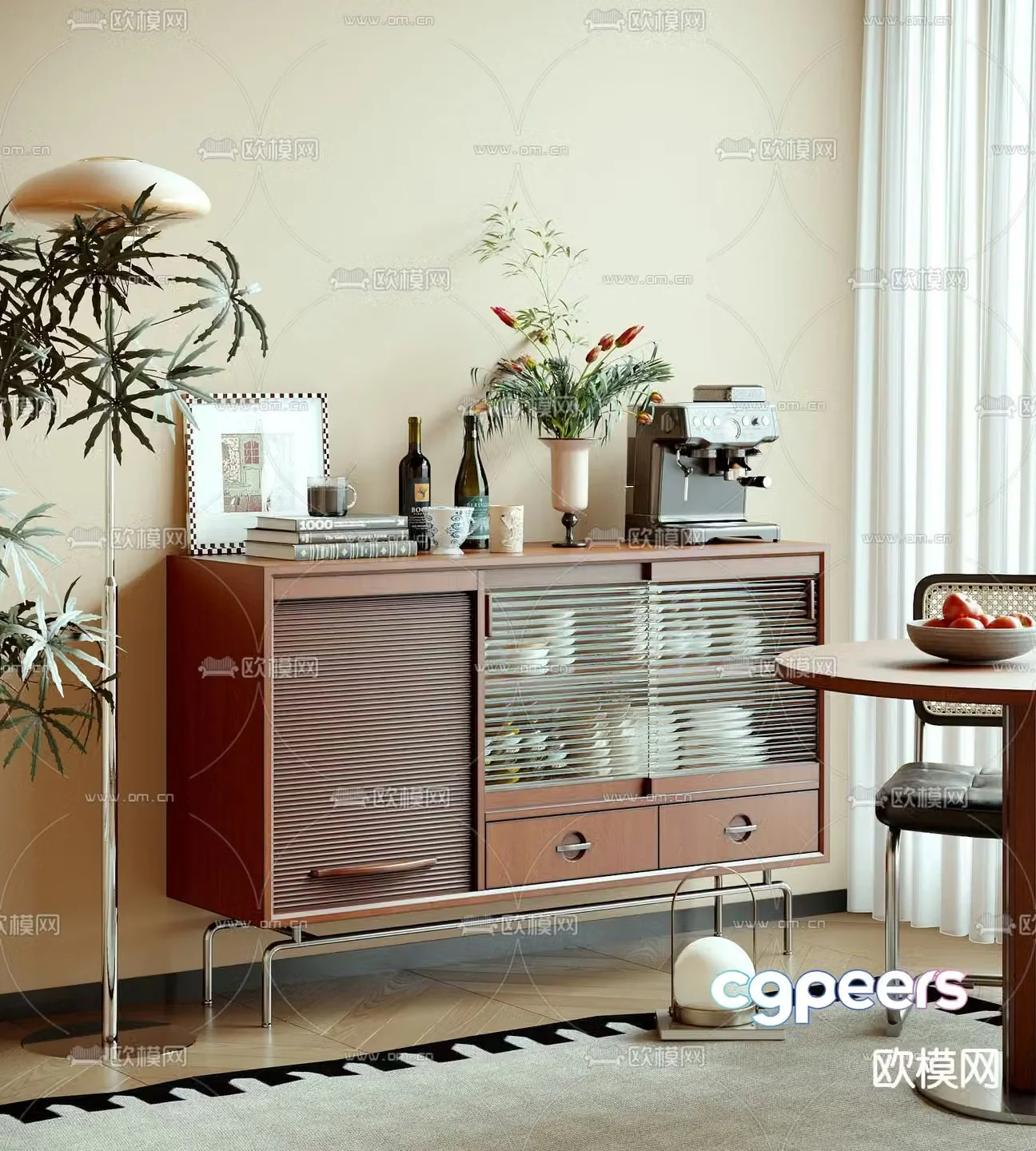 Medieval style sideboard storage cabinet decorative cabinet 3D model