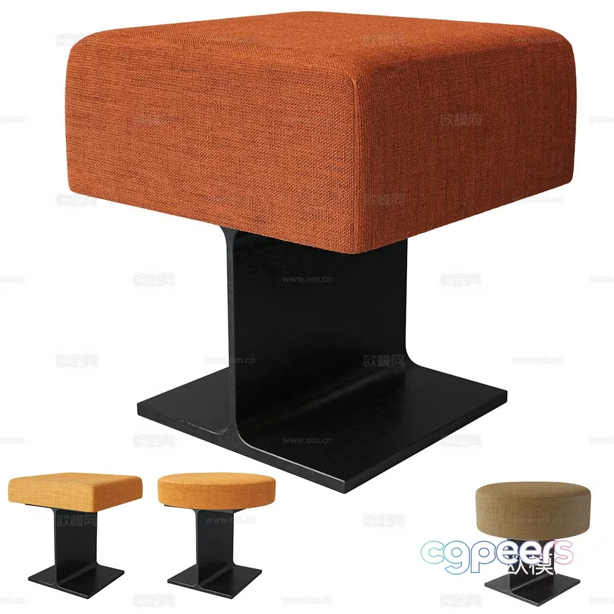 Modern light luxury fabric stool makeup stool shoe change stool 3D model