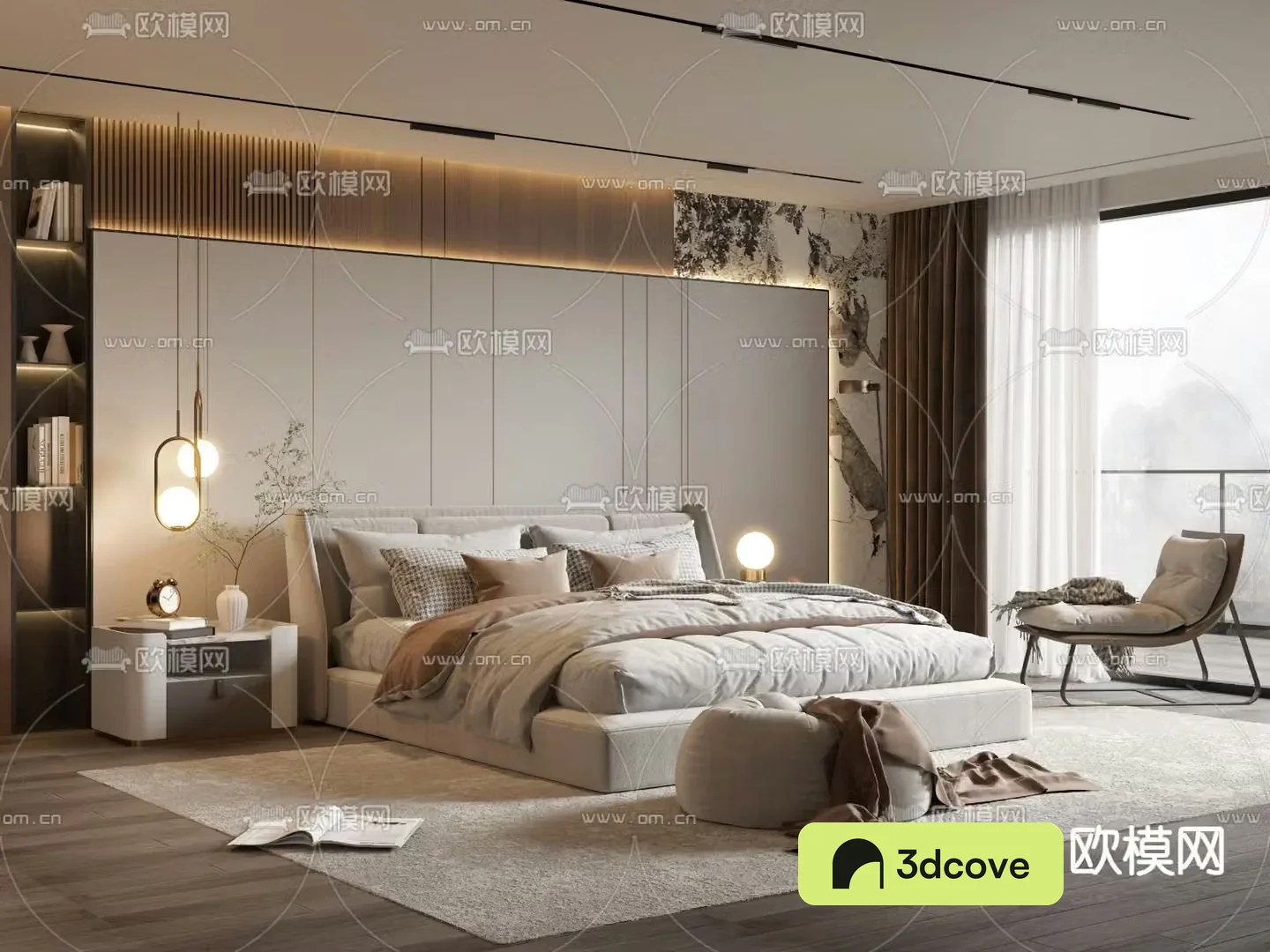 Modern double bed bedroom
