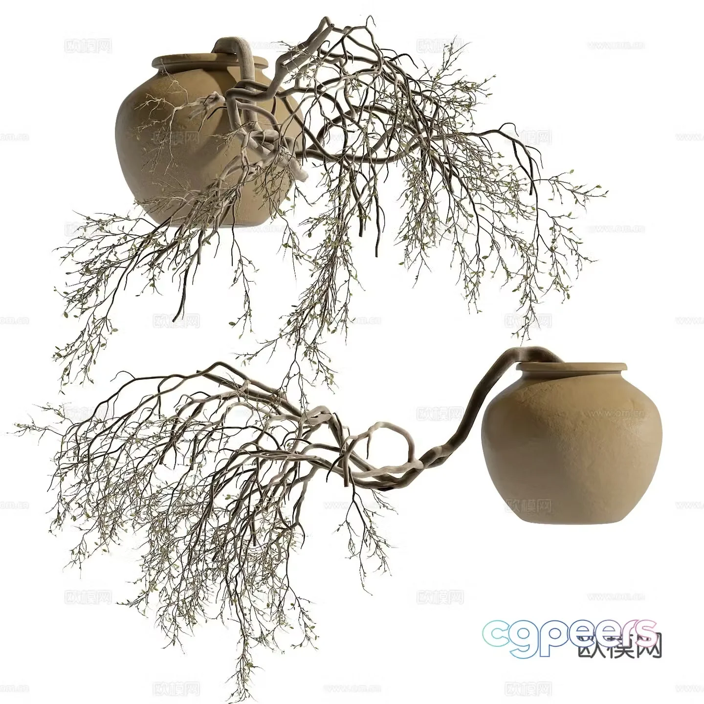 Wasabi air dry branch ornament 3D model