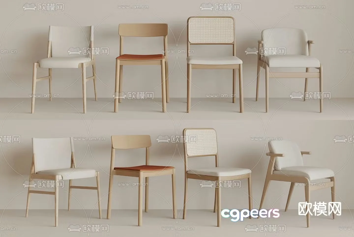 Nordic chair dining chair 3d model