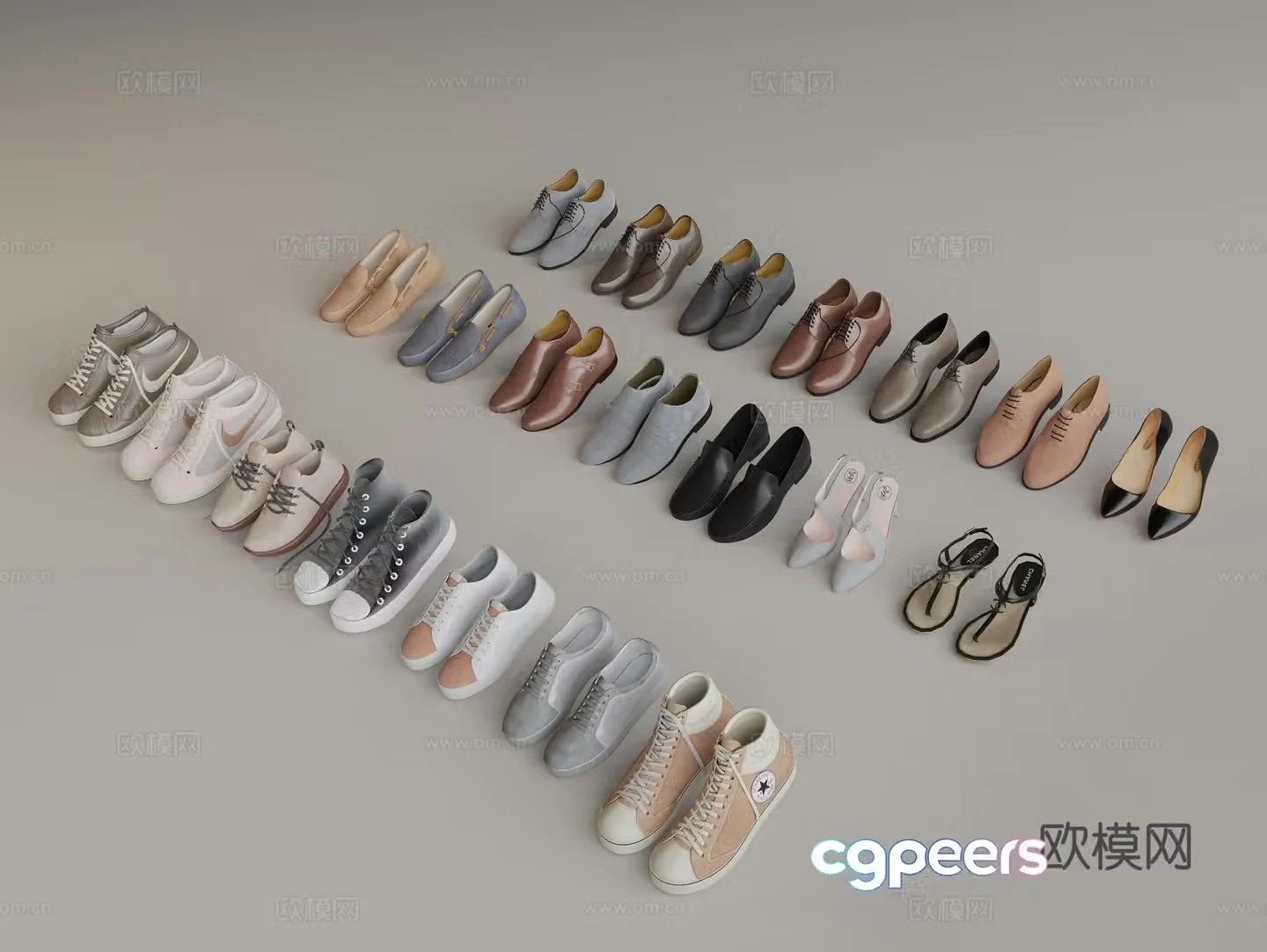 Shoes leather shoes board shoes single shoes sandals 3d model