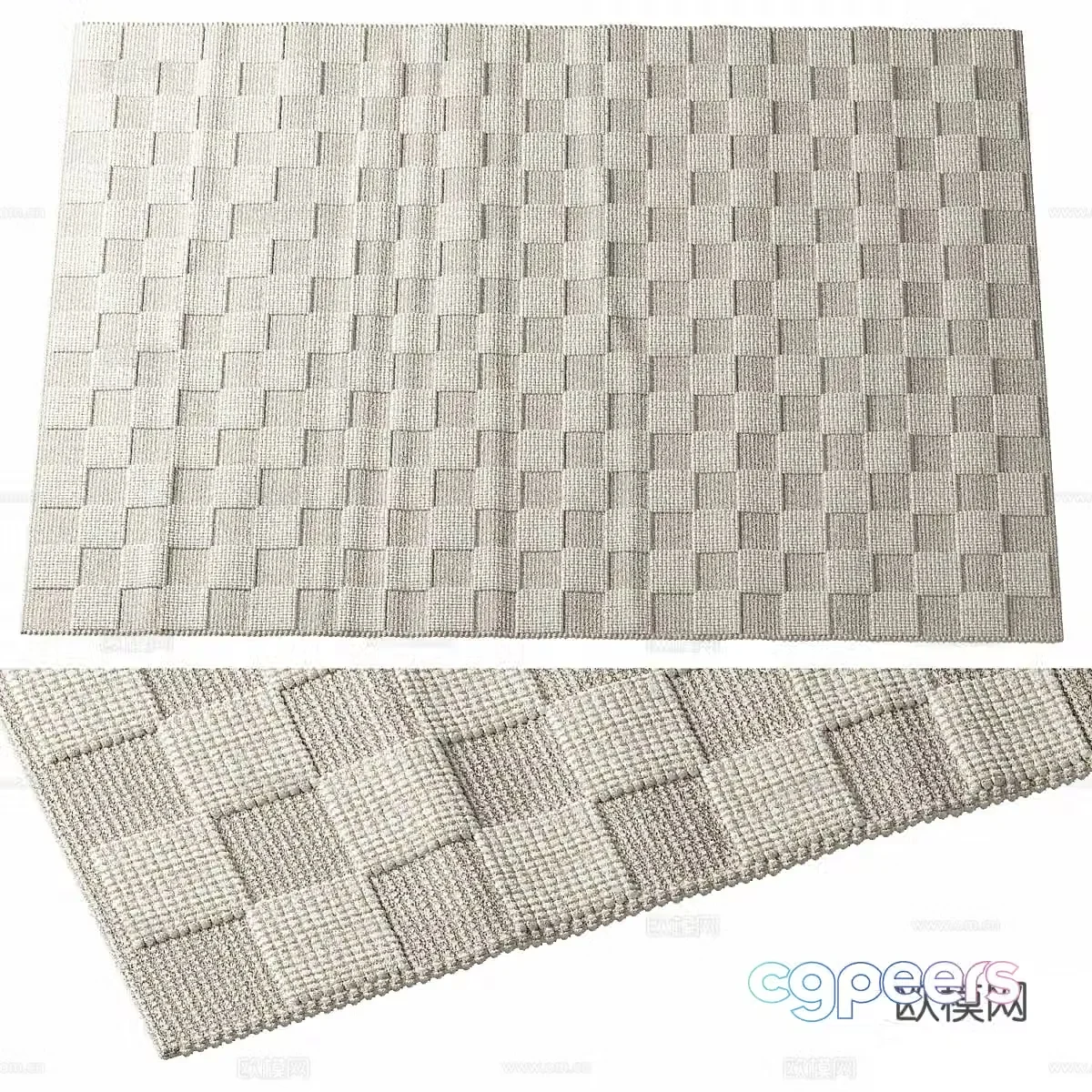 Modern Italian fabric plaid carpet 3d model