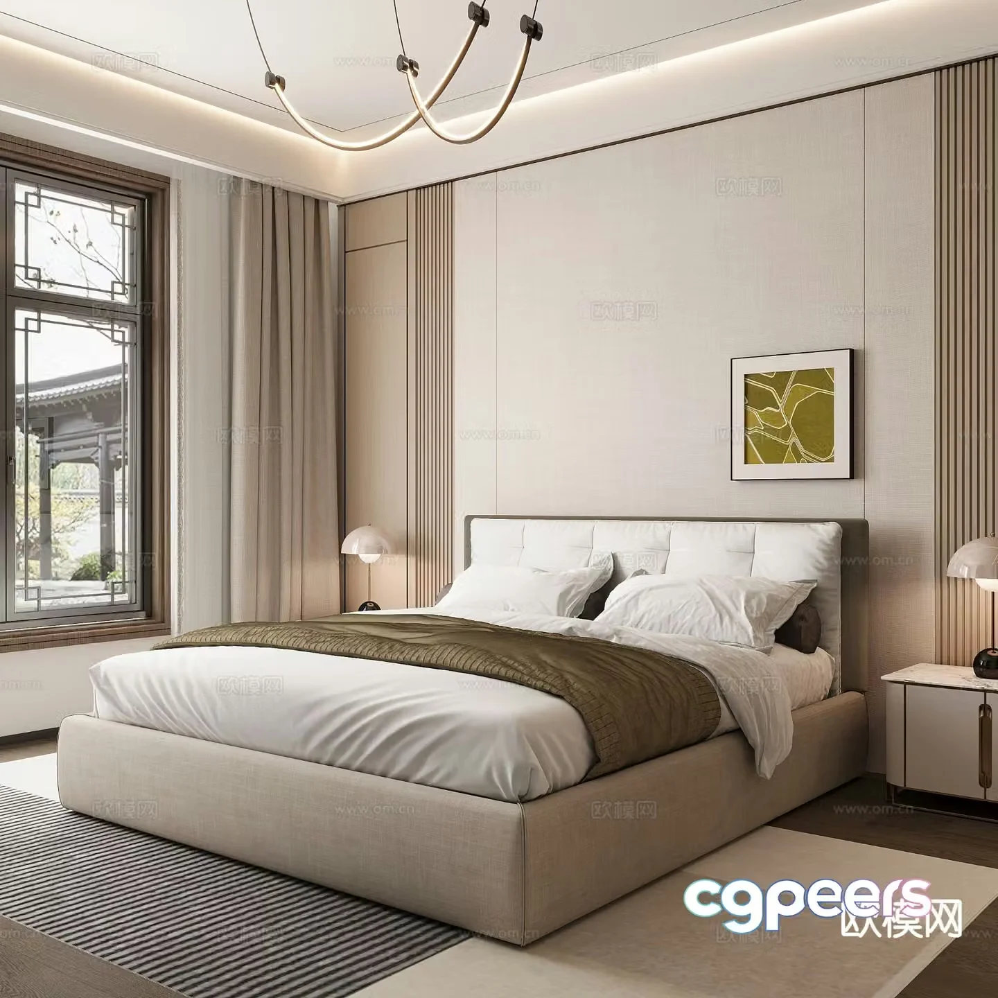 Modern double bed 3d model