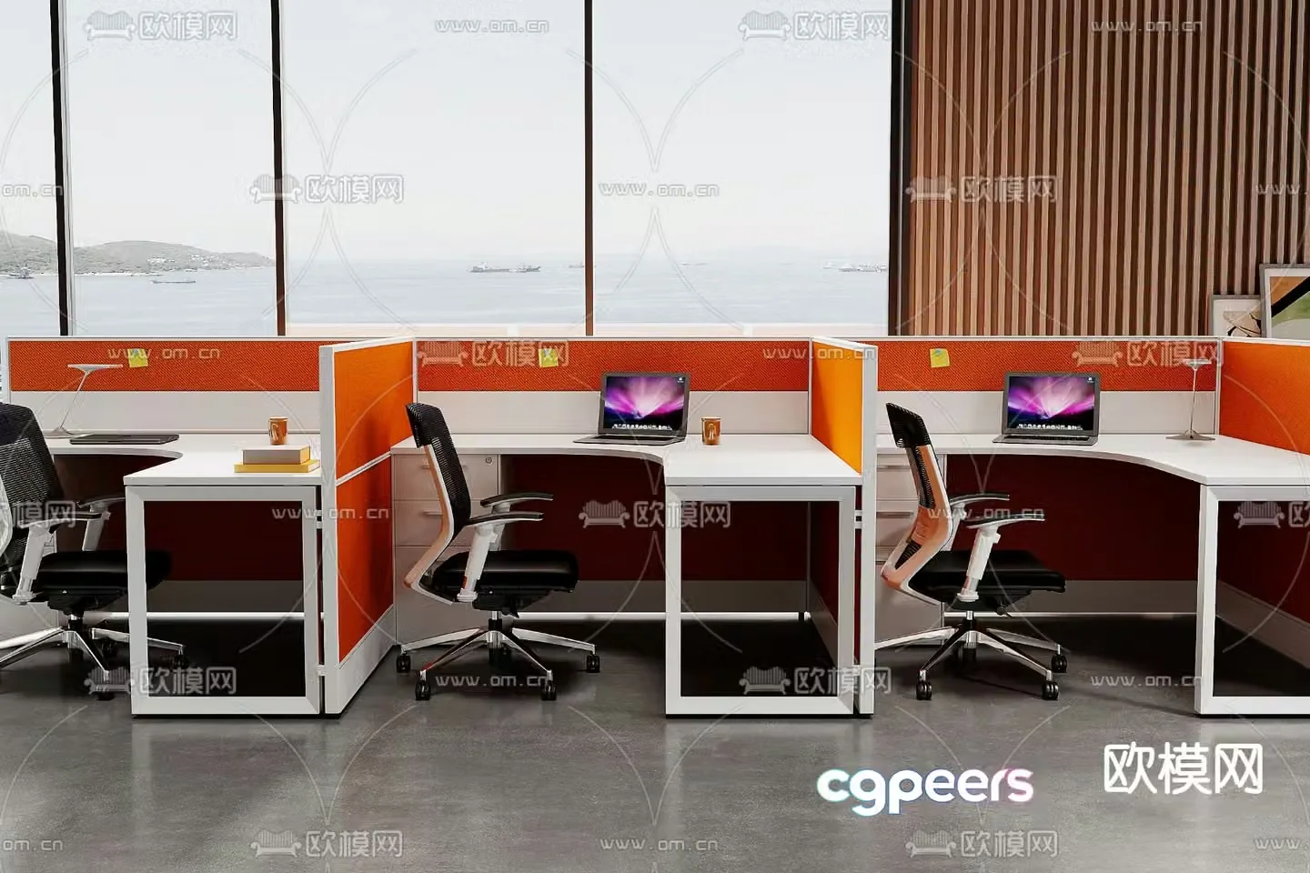 Card space desk work station post 3d model