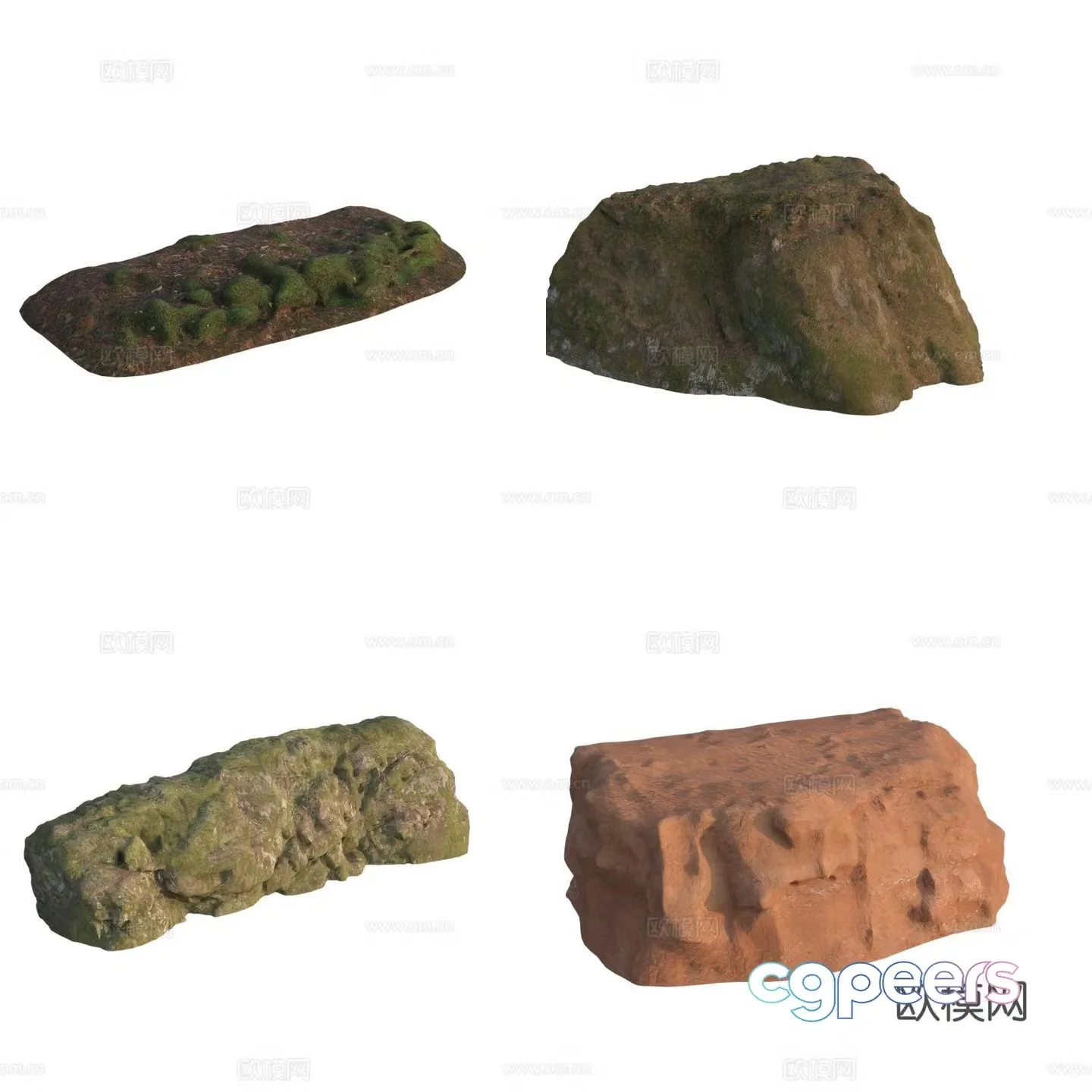 3D model of ground embankment soil slope stone loess