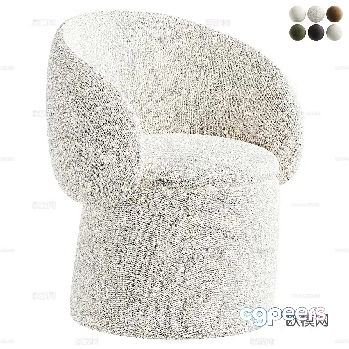 Modern Italian cream style fabric dining chair 3d model