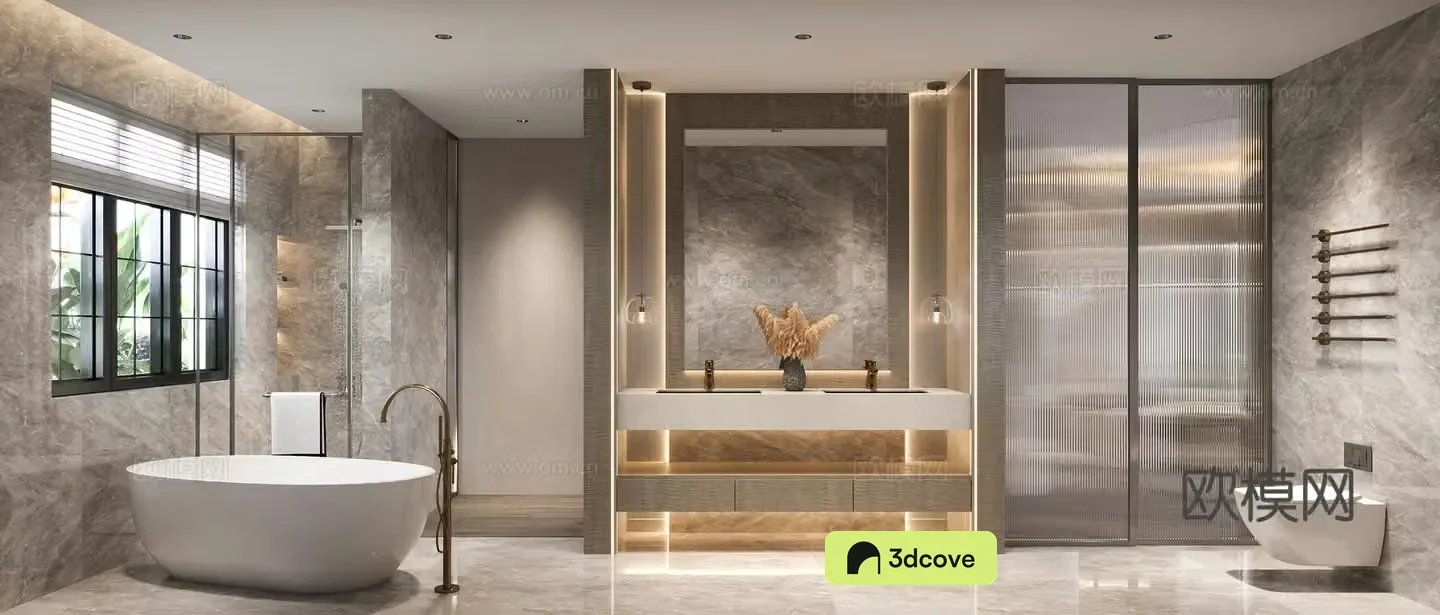Modern bathroom villa bathroom main bathroom 3D model