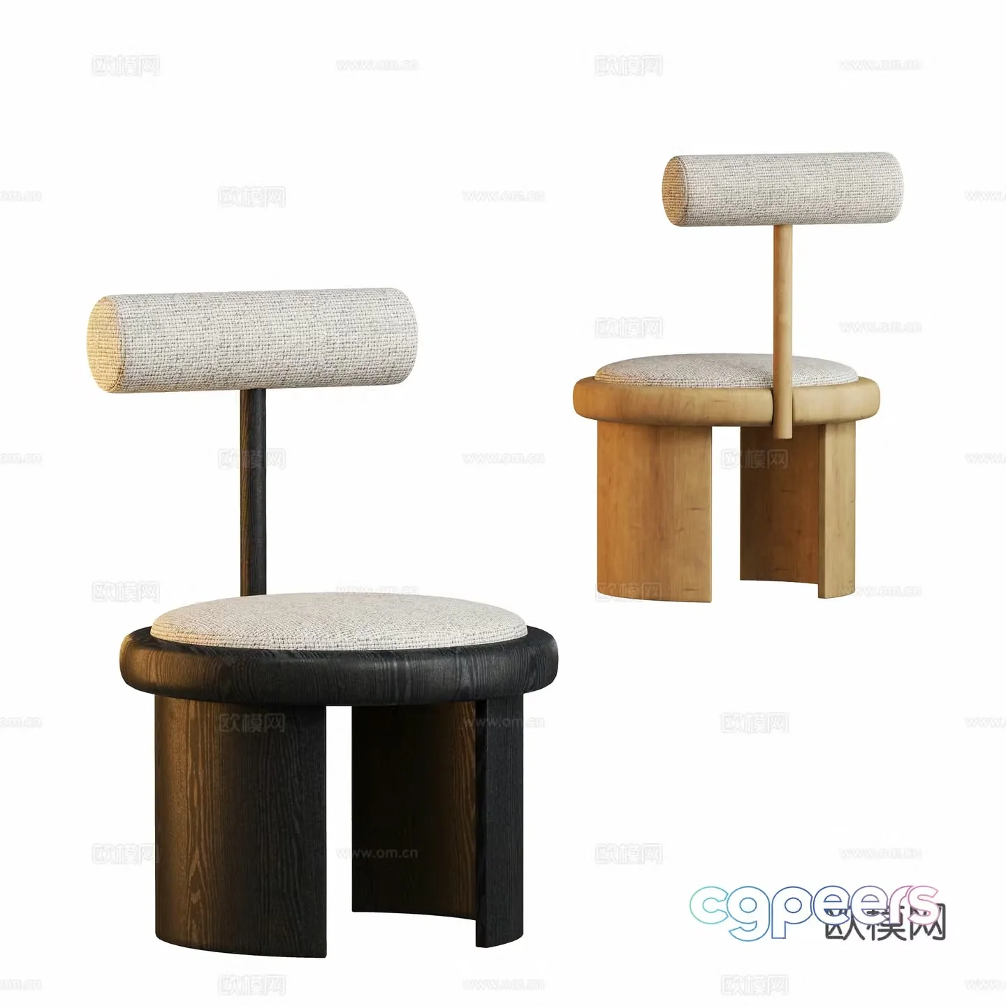 Log style dining chair coffee chair 3d model