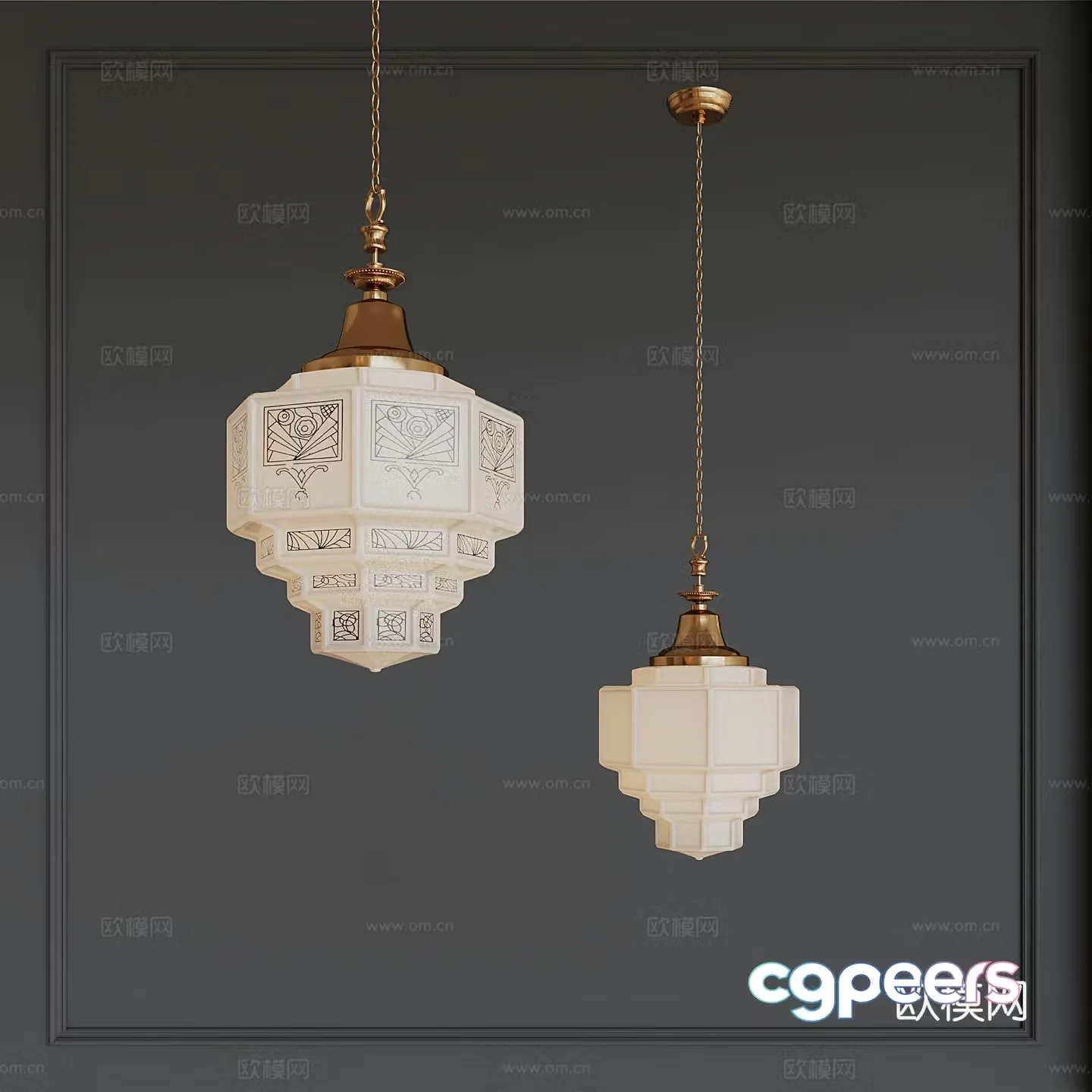 French Cream Chandelier 3d Model