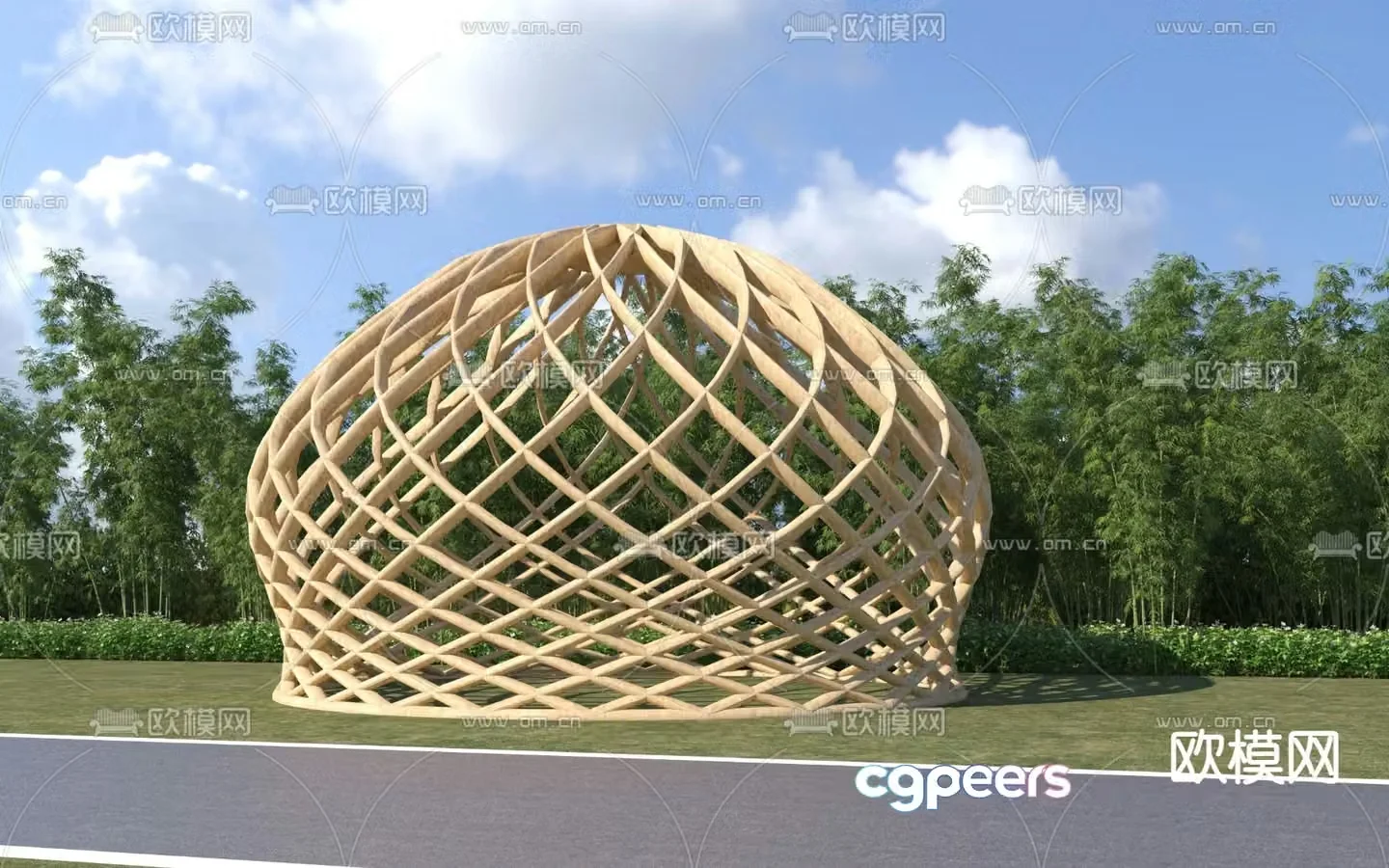 Modern special-shaped birdcage woven rattan landscape gallery 3D model