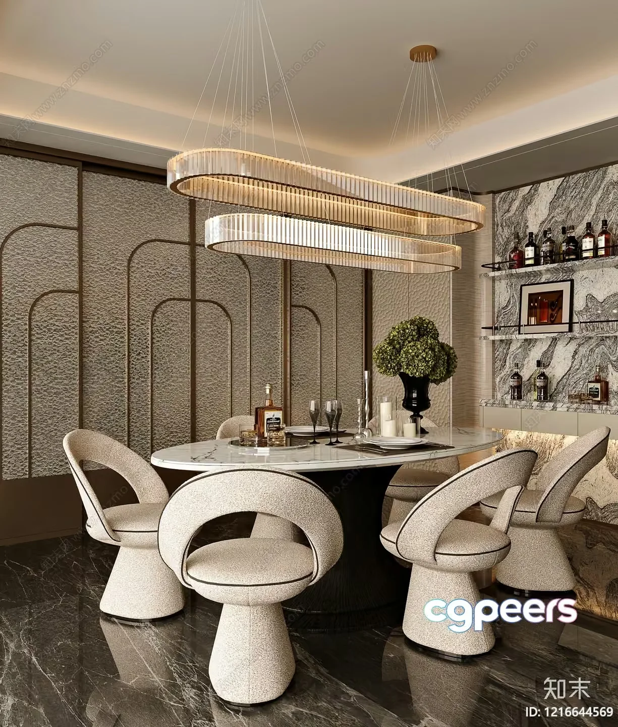 Modern Dining Room 3D Model – 14506 – VRAY Render