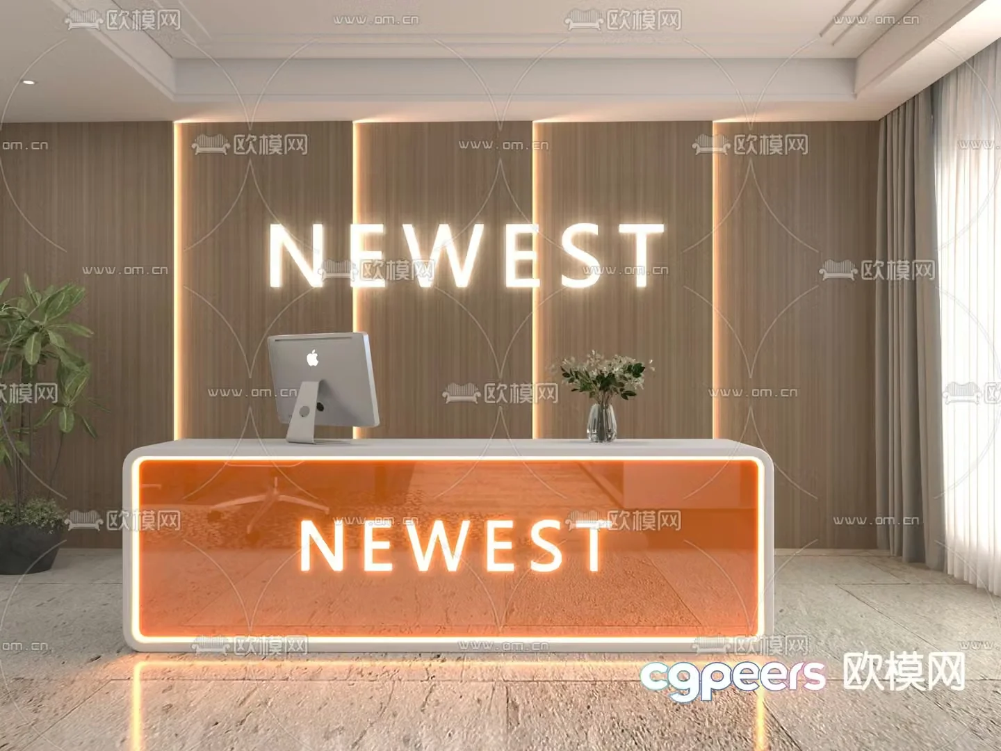 Modern front desk reception desk service desk 3d model