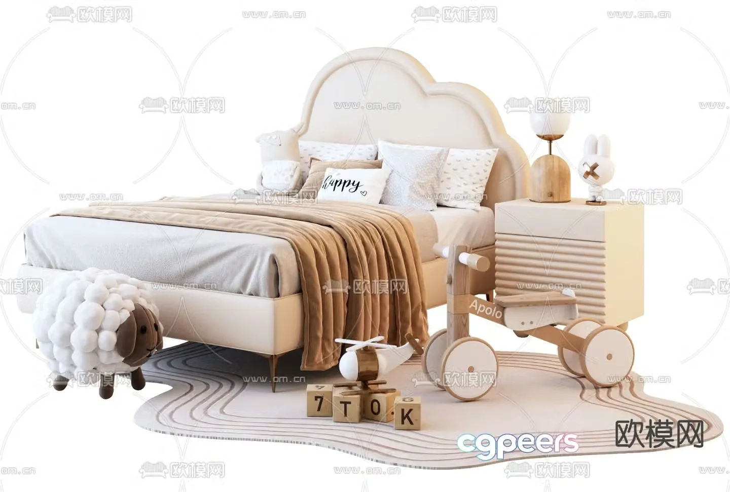 Modern children’s bed 3d model