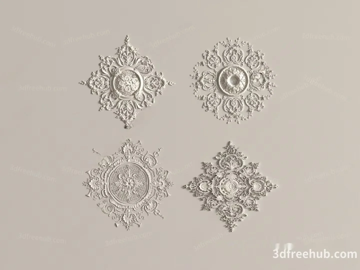 A Collection Of Ornate Ceiling Medallions 3D Model – 23248 – VRAY Render