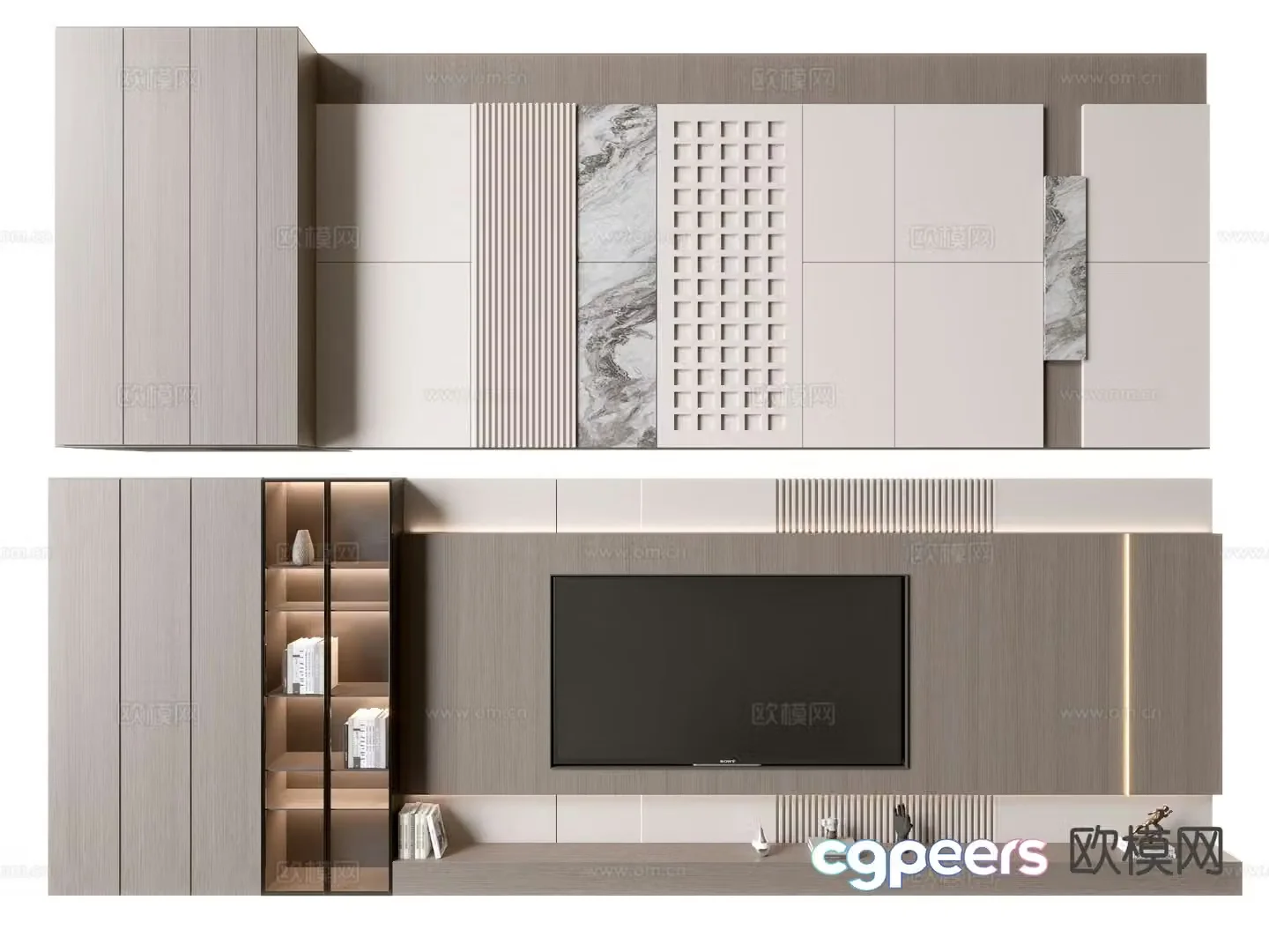 Modern TV background wall 3d model