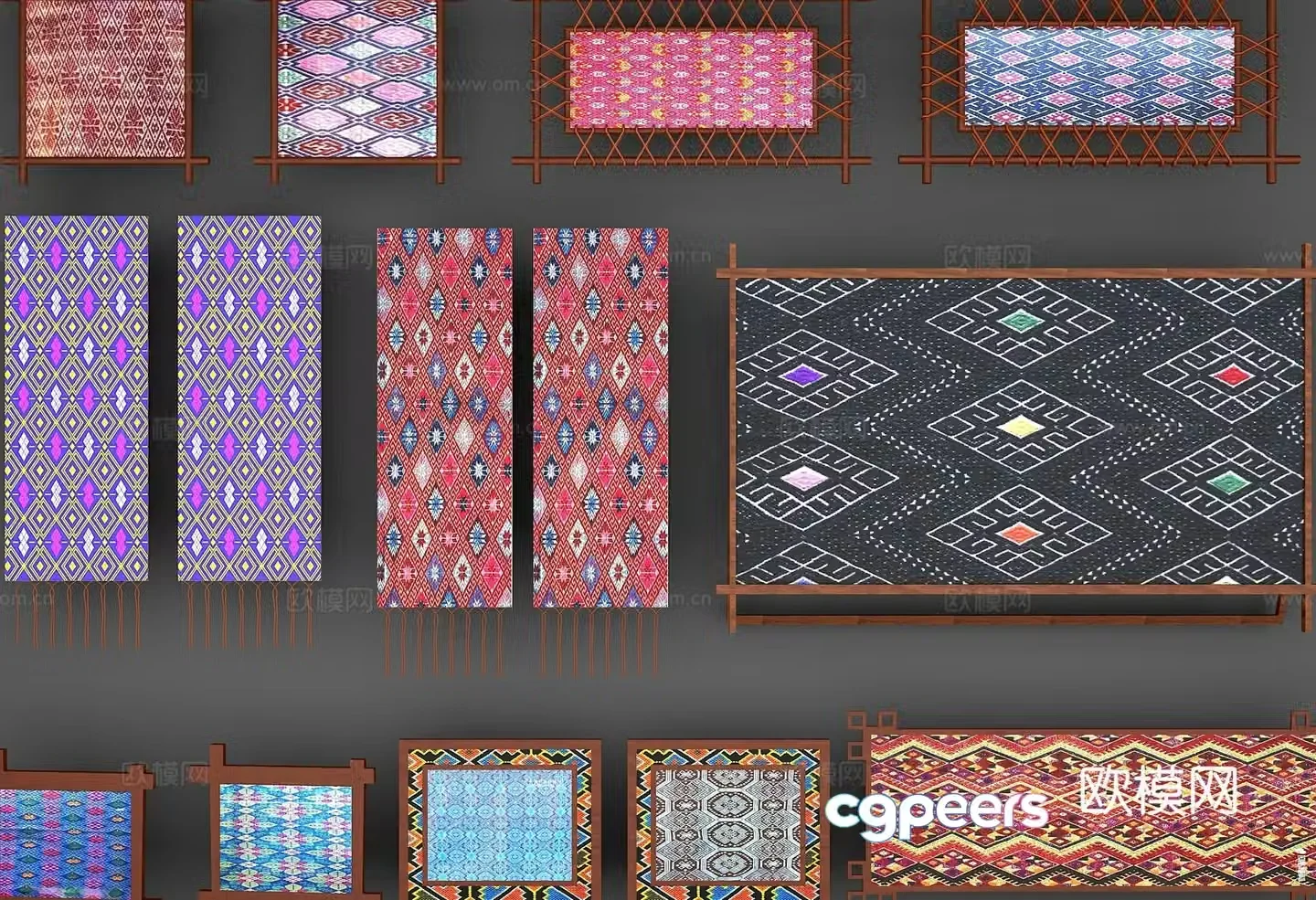 Zhuang Brocade Ethnic Decoration Zhuang Pattern Ethnic Pattern Ethnic Pattern 3D Model