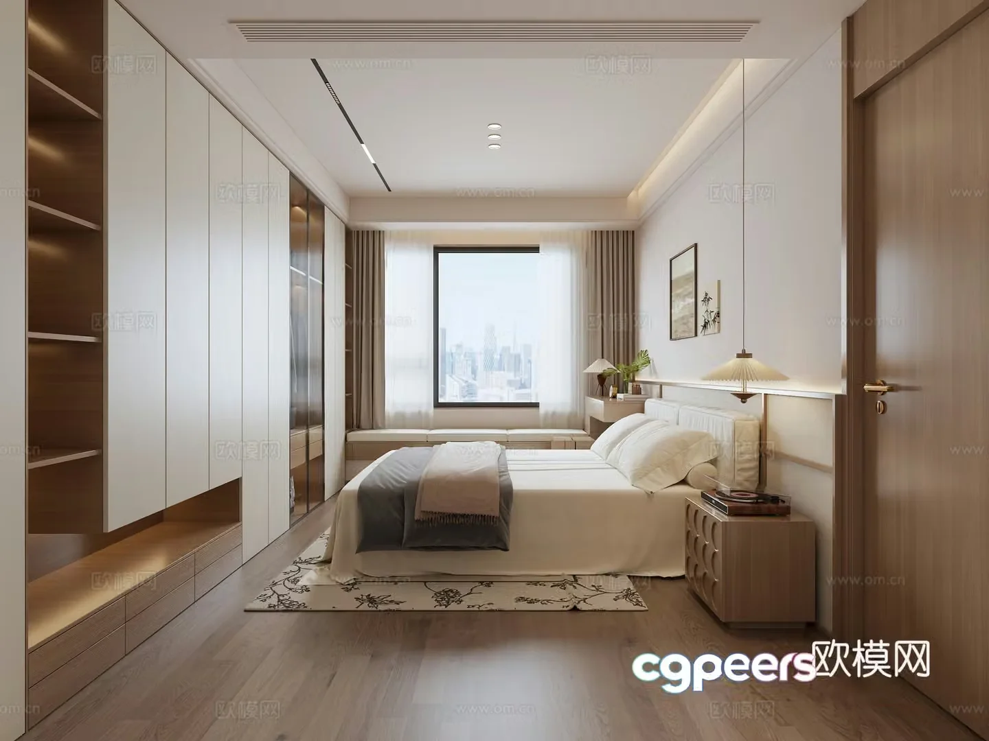 Modern natural style bedroom silence bedroom retro bedroom bedroom without owner light 3D model