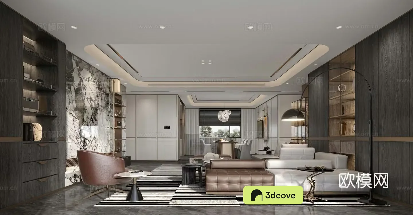 Modern light luxury living and dining room