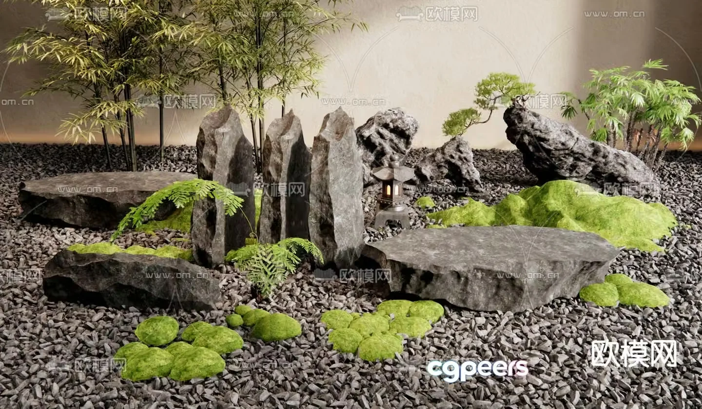 Courtyard landscaping rockery landscape stone 3d model