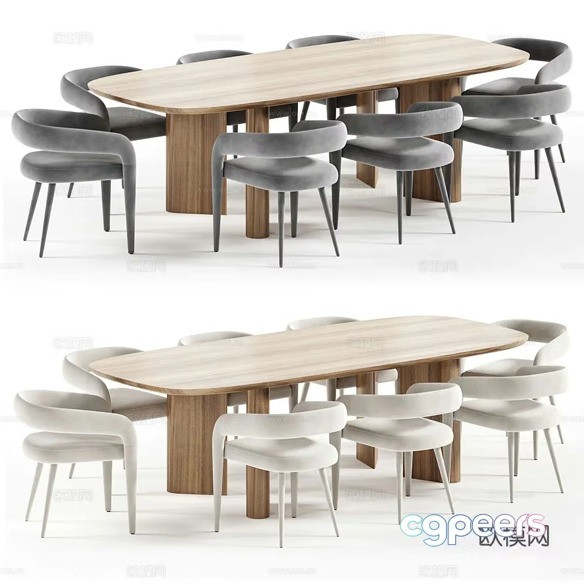 Modern dining table and chair 3d model