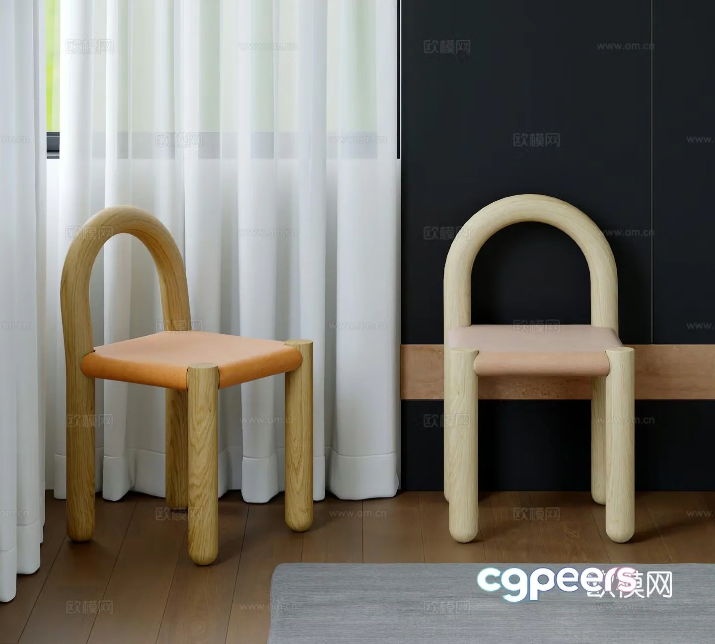 Modern wooden leisure chair chair 3d model