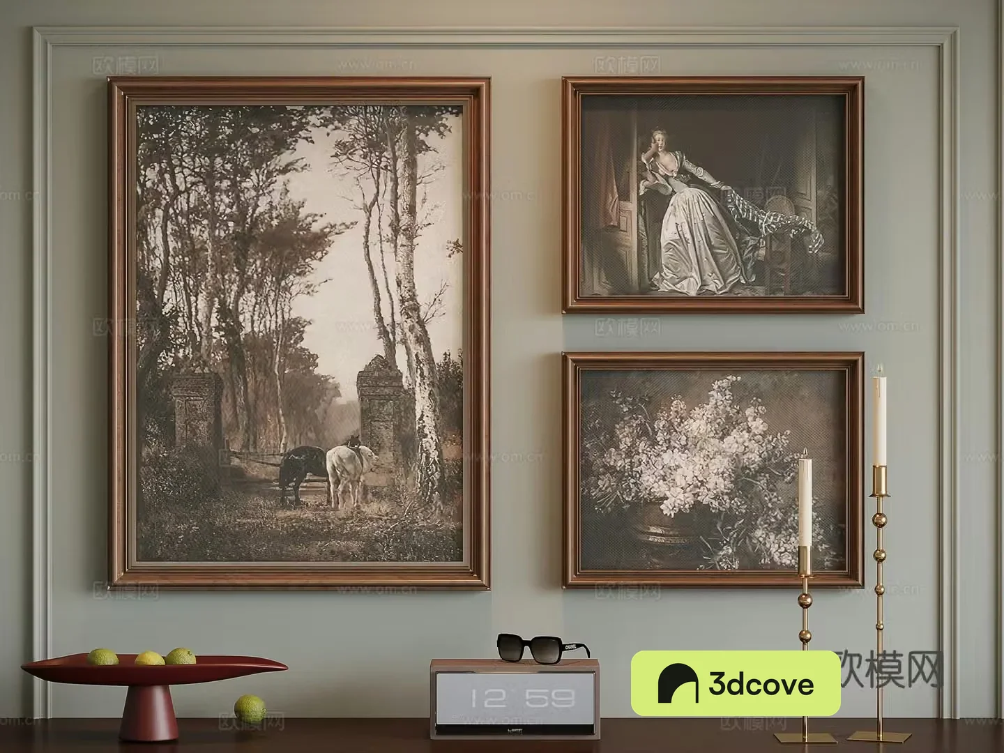 French medieval combination hanging painting