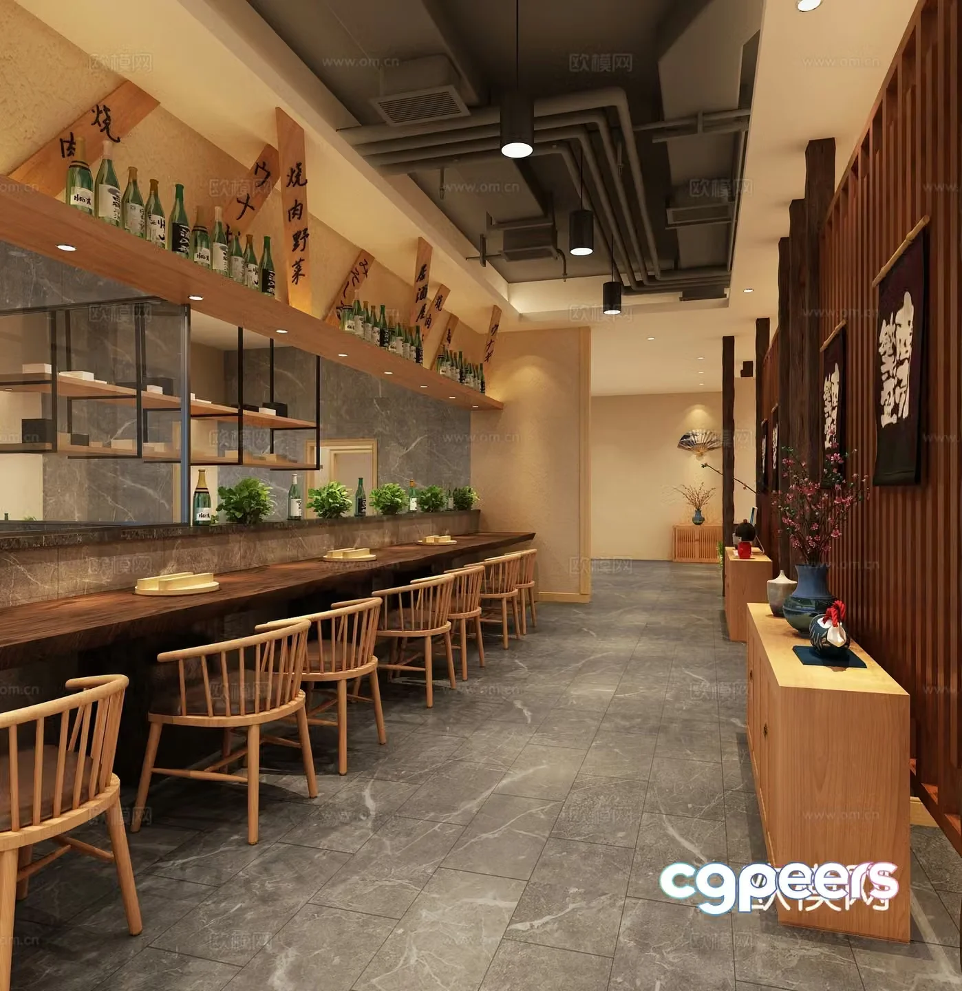 Japanese restaurant barbecue restaurant izakaya 3D model
