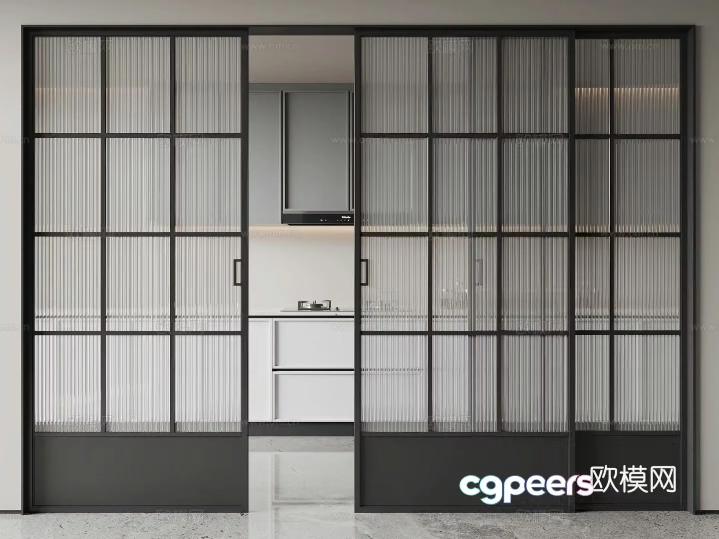 Modern kitchen door Changhong glass door Striped glass 3d model