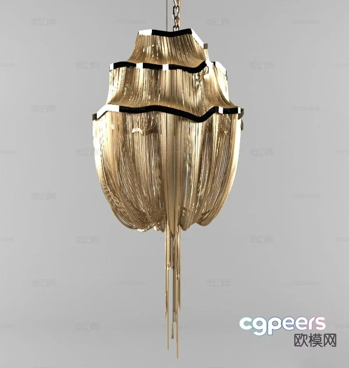 Light luxury hotel chandelier 3D model