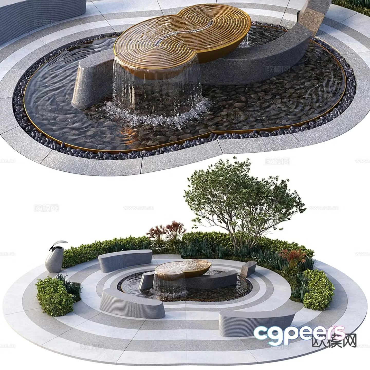 Courtyard pool courtyard landscape pool 3d model