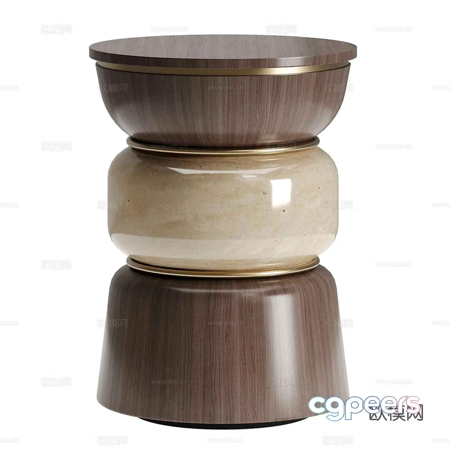 Modern light luxury sofa stool low stool round stool 3D model