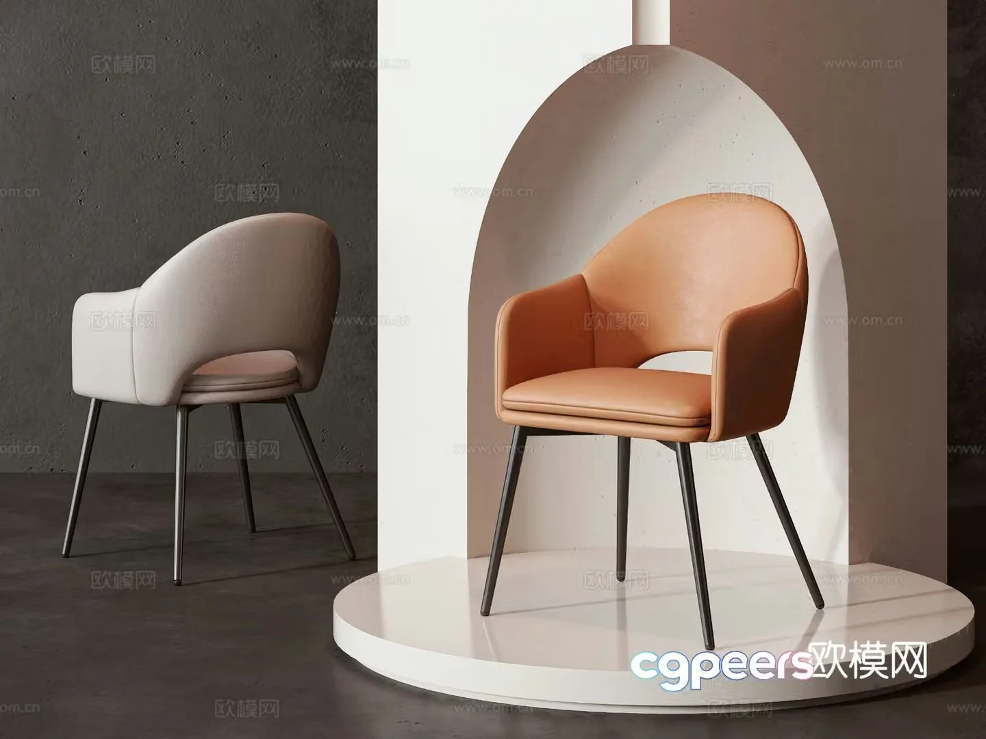 Modern single chair dining chair 3d model