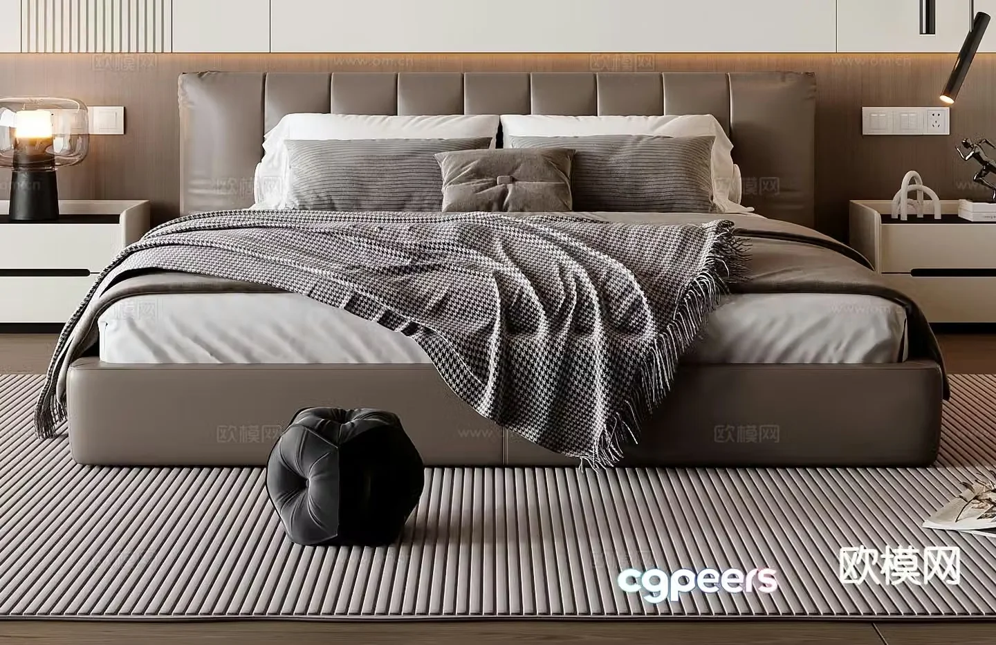 Italian double bed 3d model