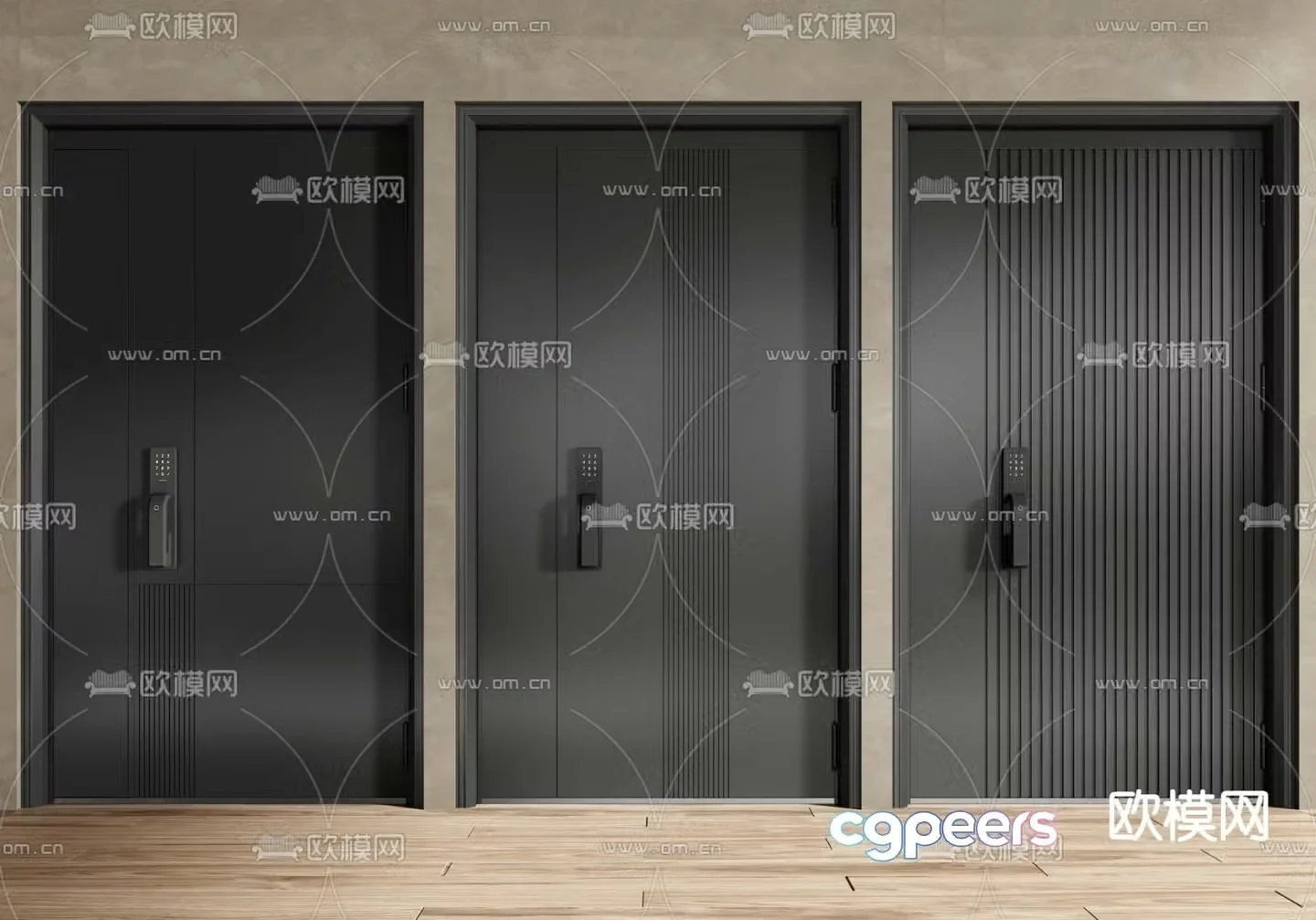 Entrance door double and double doors security door 3D model