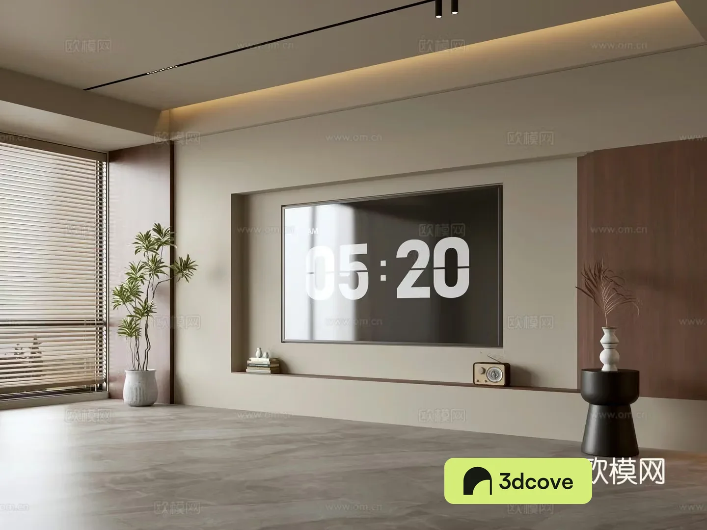 Wasabi Middle Style TV Cabinet TV Background Wall Overall Cabinet TV Background Wall Medal Style 3D Model