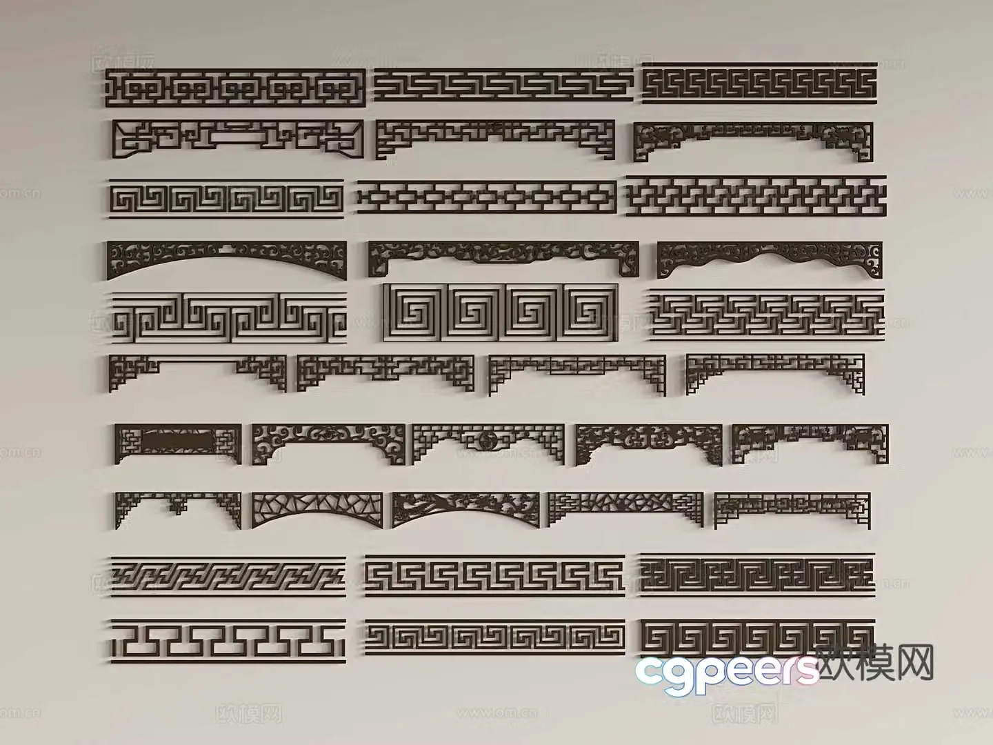 New Chinese style waistline decorative line 3d model