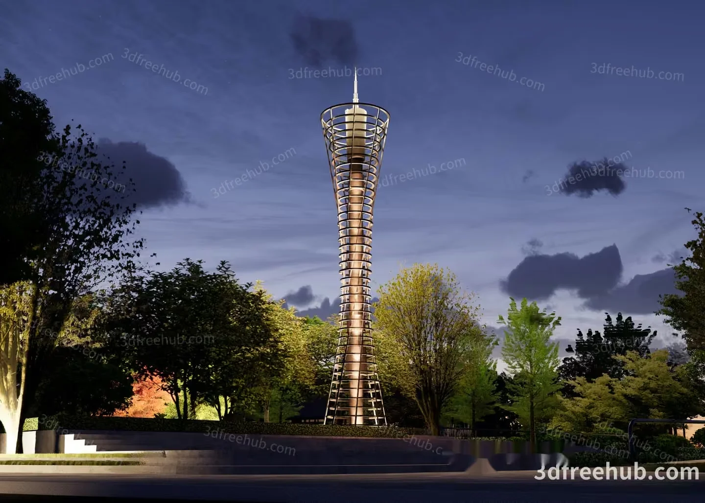 A Tall Modern Tower 3D Model – 23613 – VRAY Render