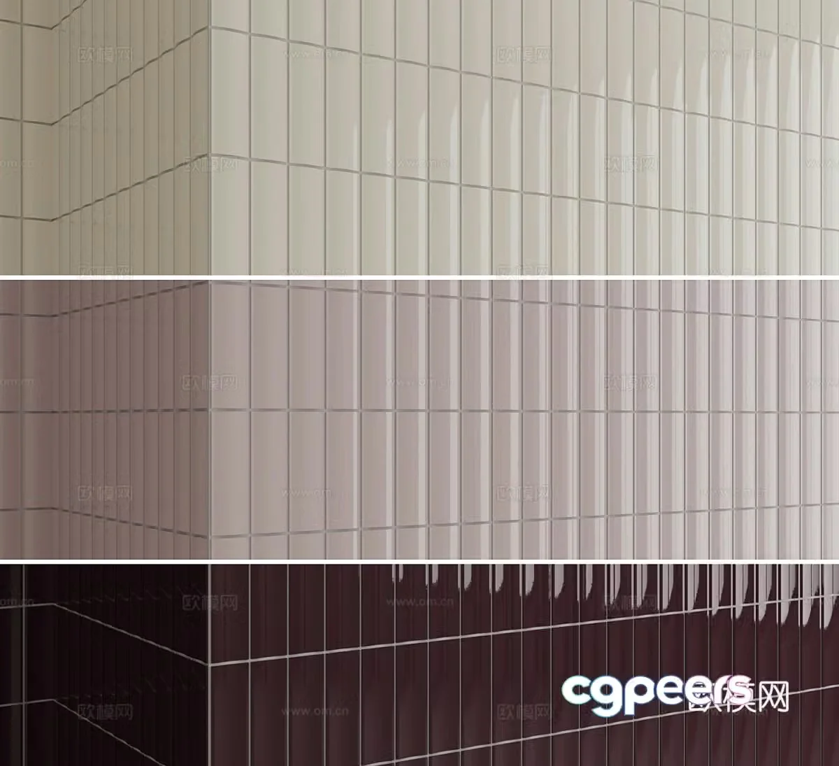 Equipe Vibe Modern Wall Tiles Retro Ceramic Tiles Handmade Brick Long Strip Brick 3D Model