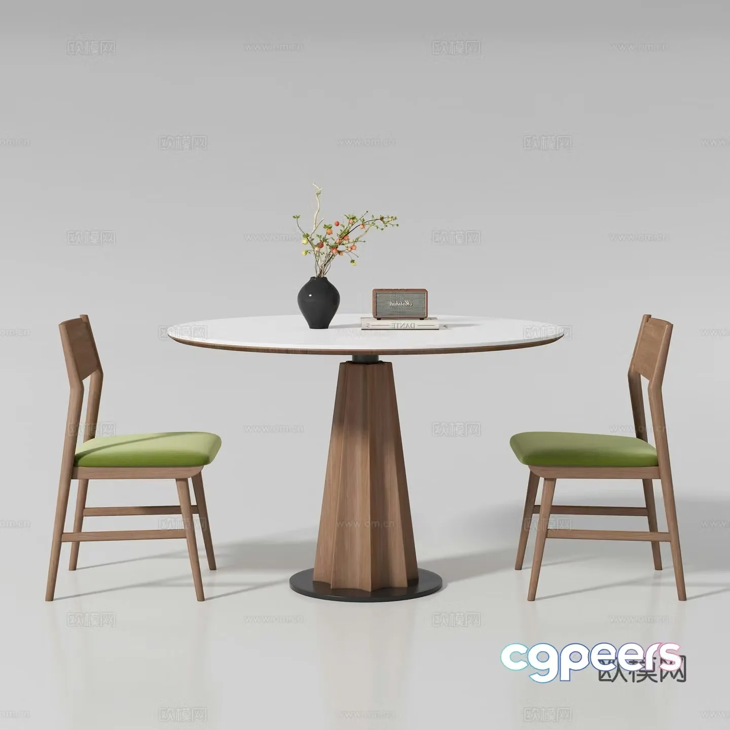 Round dining table and chair 3d model