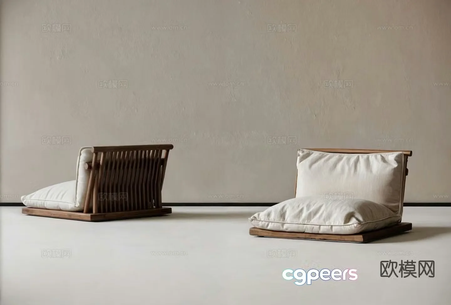 Wabi-sabi stool tatami cushion 3d model