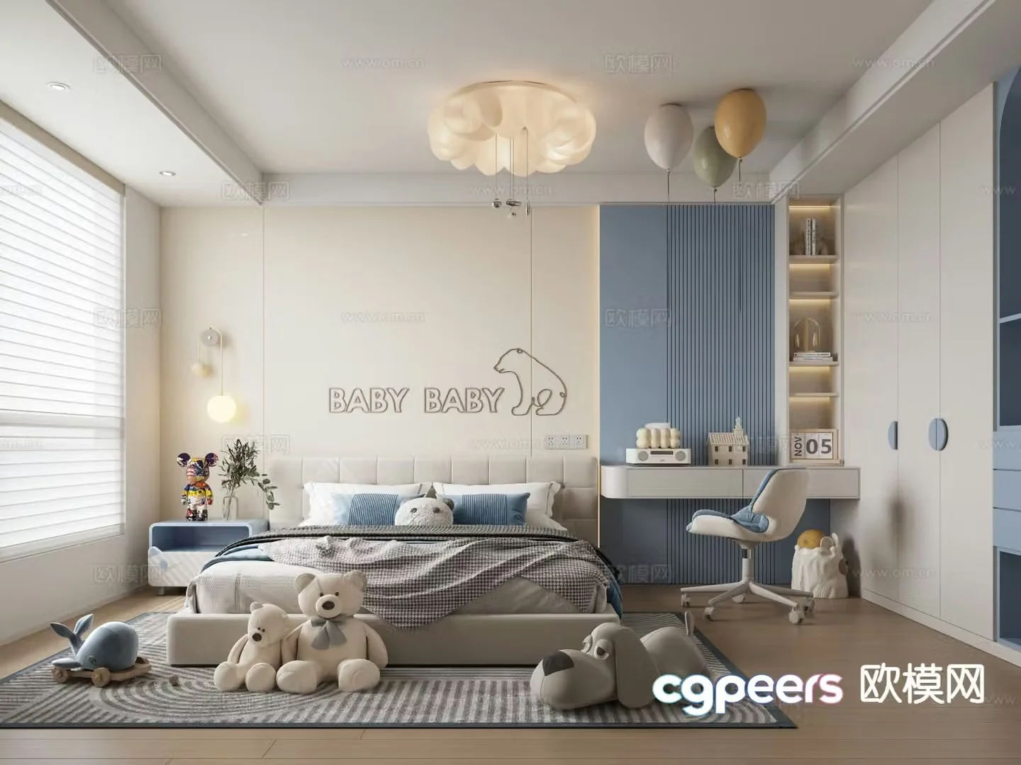 Modern boy’s room children’s room kid’s room 3d model