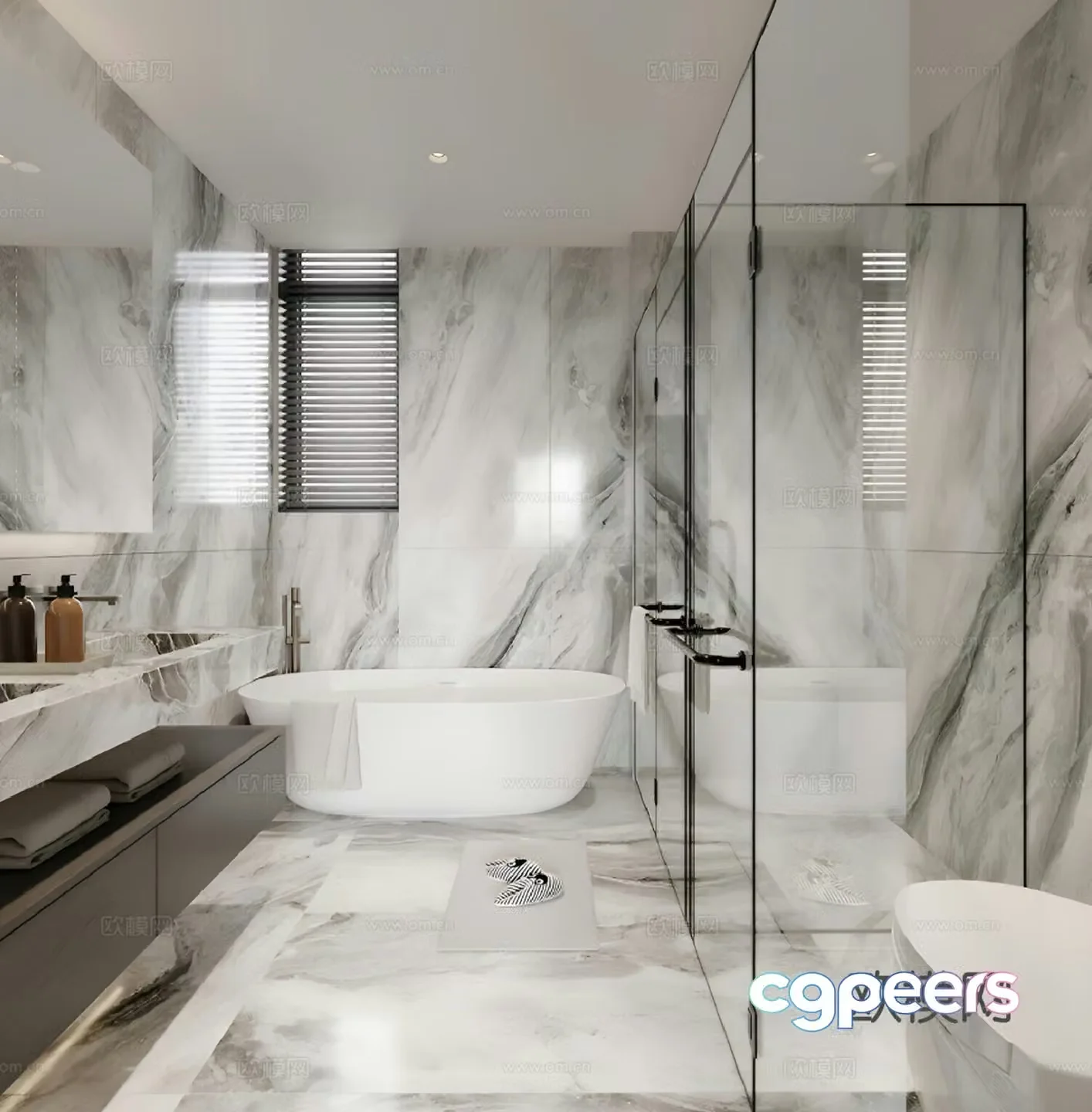 Italian bathroom Bathroom Bathtub Dry and wet bathroom 3D model
