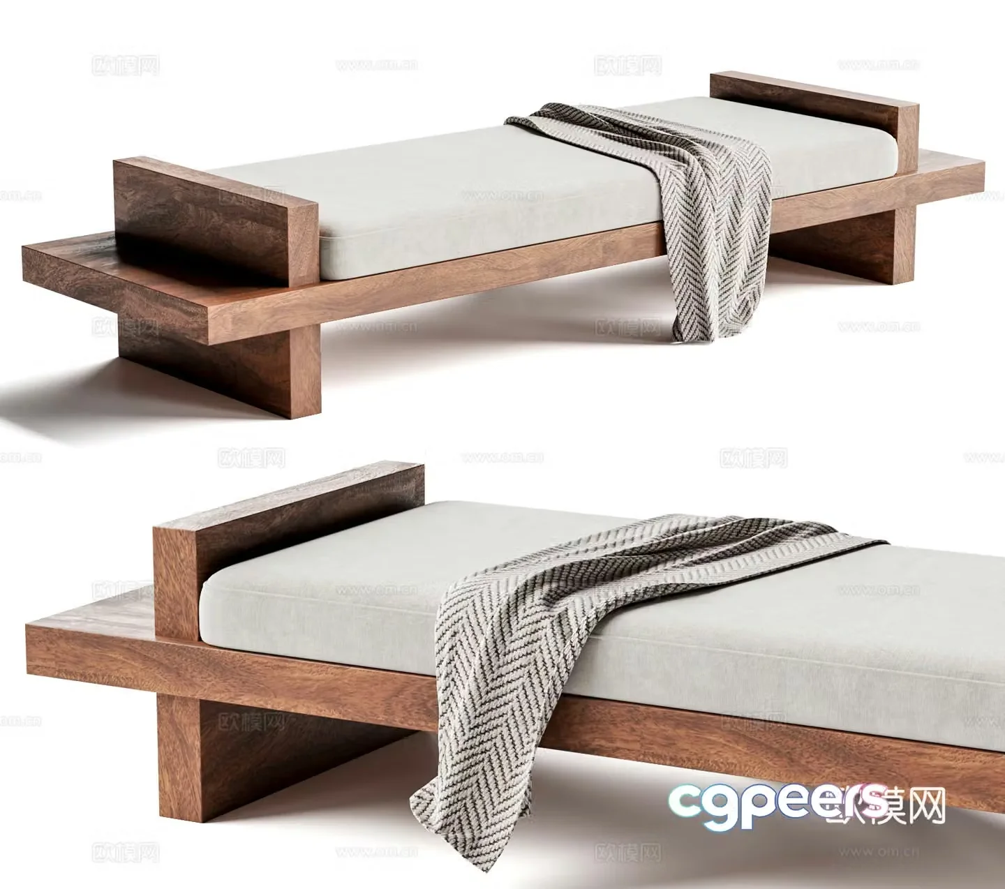 New Chinese bench bed tail stool sofa bench medieval bed tail stool Japanese sofa bench 3D model