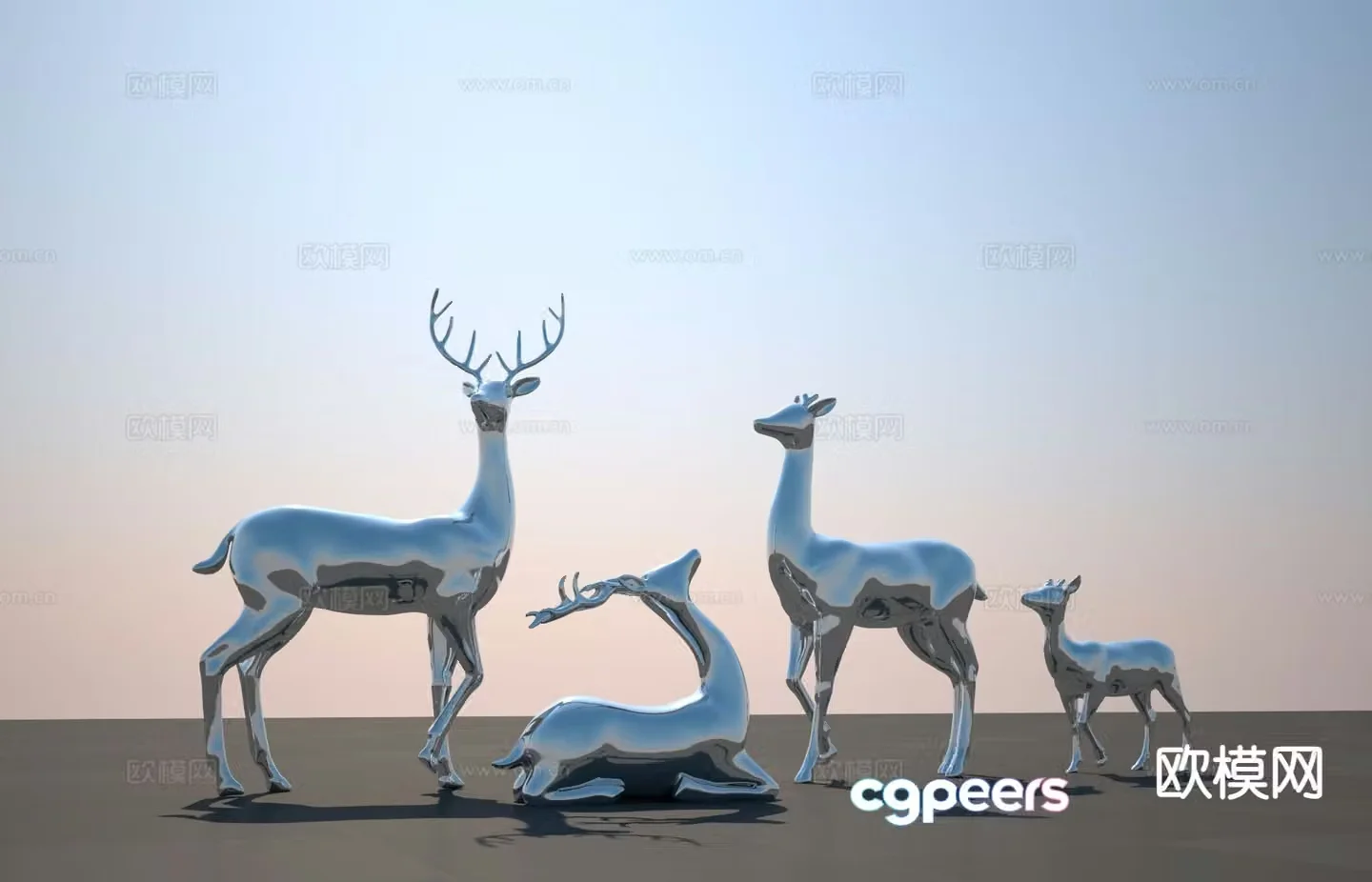 Modern deer sculpture 3d model